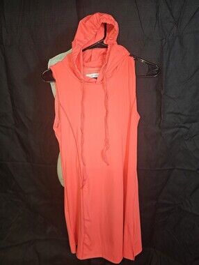 Sleeveless Hooded Mini Dress in Coral Red